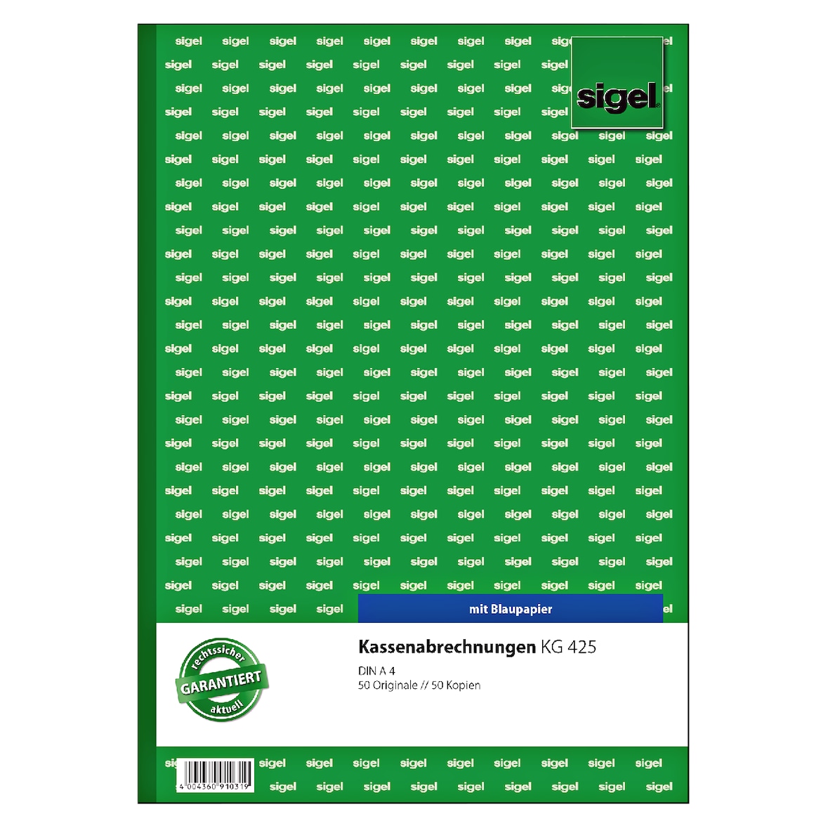 Sigel KG425 Décompte de caisse, format A4, ligné, 2 x 50 feuilles