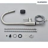 thumbnail of JANA | Rubinetto da cucina estensibile Premium in acciaio inox argento spazzolato | Rubinetto miscelatore ad alta pressione girevole a 360° 2 attacchi