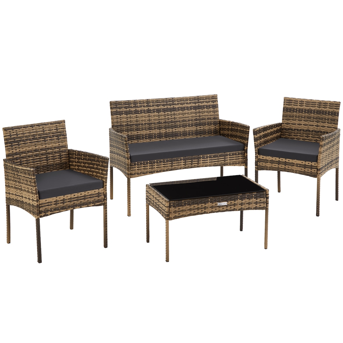 tectake Conjunto de jardim de rattan PALESE para 4 pessoas  natural - 406020