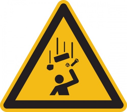 Warnschild, Warnung vor herabfallenden Gegenständen W035 - ASR A1.3 (DIN EN ISO 7010) - 200x1.5 mm Kunststoff