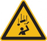 thumbnail of Warnschild, Warnung vor herabfallenden Gegenständen W035 - ASR A1.3 (DIN EN ISO 7010) - 200x1.5 mm Kunststoff