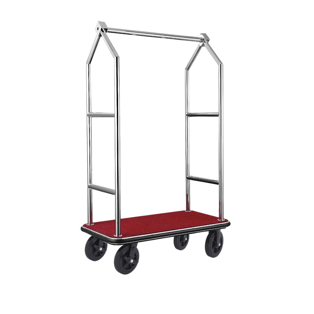 Gepäckwagen VOYAGER, 112 x 65 x 190 cm, gebürstet, roter Teppich
