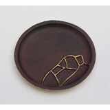 thumbnail of Kerzenteller, Dekoteller Alu Linienstruktur weinrot/gold Ø 12 cm
