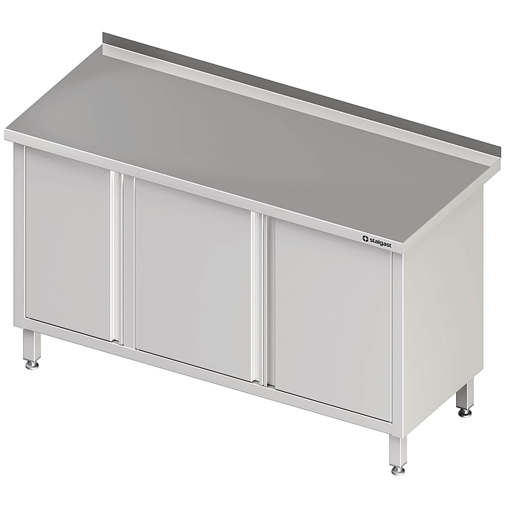 Stalgast Edelstahl Arbeitsschrank mit Flügeltüren, 1500x700x850 mm, mit Aufkantung, verschweißt