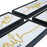 thumbnail of 4er-Set Wandbild HWC-N96, Wanddekoration Bilderrahmen Sprüche Smile Home, Holz Leinwand 15x45cm