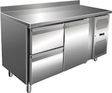 thumbnail of Gastro Edelstahl Kühltisch Kühltheke 1 Tür / 2 Schubladen 115 L -2/+8°C Aufkantung