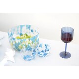 thumbnail of Saladier bleu et blanc en verre 24.5x24.5x12.5cm