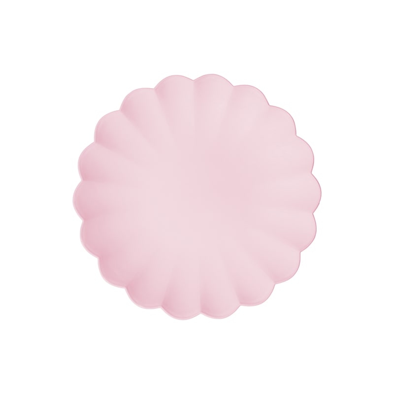 96x Plastikteller Rüsche, 22 x 22 cm, rosa, Mehrwegteller