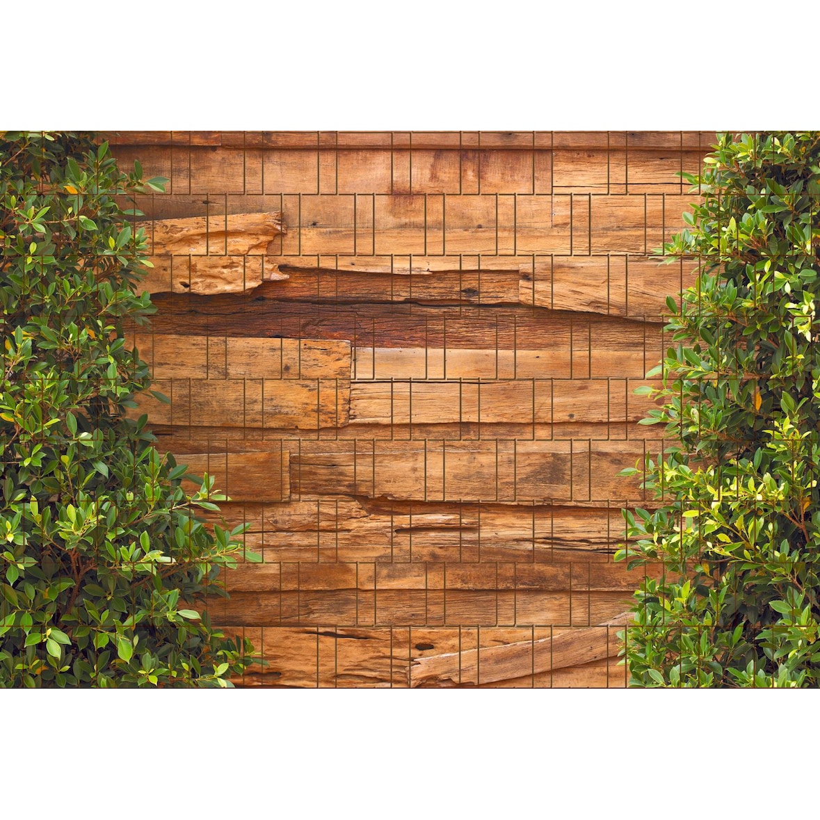 zaun|zu® Sichtschutzstreifen Holz & Lorbeer - Bedruckter Sichtschutz 2,5m x 1,8m