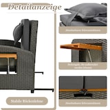 thumbnail of Merax Garten-Lounge-Sessel-Set für 2 Personen, graues Rattan, verstellbare Rückenlehne, Beistelltisch aus Akazienholz, als Outdoor-Bett nutzbar