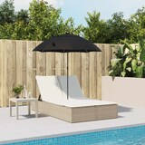 thumbnail of vidaXL Ligbed 2-persoons met kussens en parasol poly rattan beige