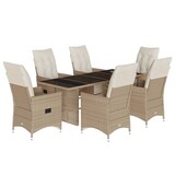 thumbnail of vidaXL 7-tlg. Garten-Bistro-Set mit Kissen Beige Poly Rattan
