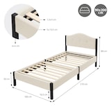 thumbnail of ML-Design Polsterbett 90x200 cm Beige, Einzelbett mit stabilem Bettgestell, Bettrahmen mit gepolstertes Kopfteil & Lattenrost, Modernes Jugendbett