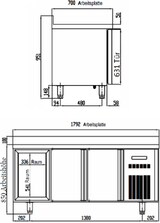 thumbnail of vaiotec TOPLINE Tiefkühltisch / 3-fach GN1/1 mit 2 Schubladen / 2 Türen & Aufkantung, 1795 x 700 mm