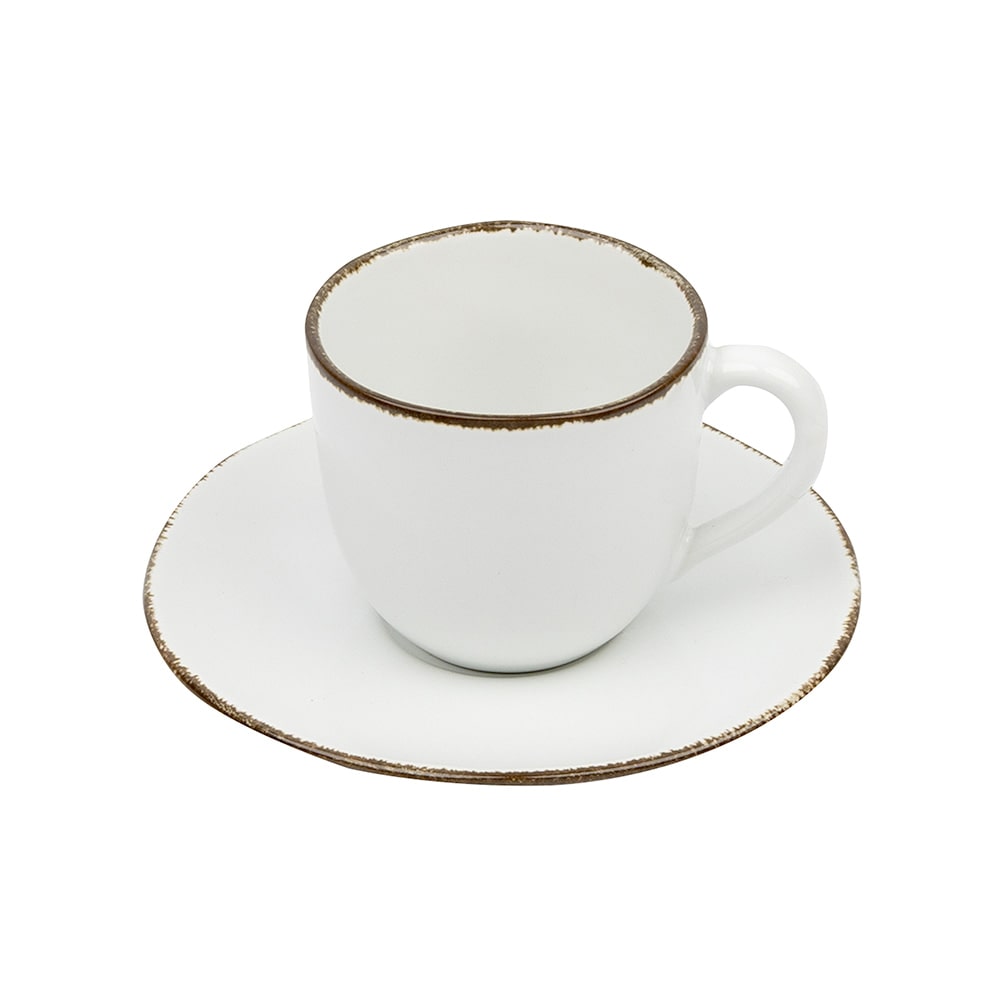Avet Juego de 6 tazas de café con plato, HMREACT-WHT-41.
