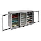 thumbnail of Botellero expositor trasbarra, 3 puertas abatibles, acero inoxidable/aluminio/cristal, 90x135x52cm, 280W, refrigeración por aire, 330L, Polar GL009