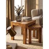 thumbnail of Holz Satztisch Set ``Nako``: 3-teilig, Landhaus-Stil, Massivholz, platzsparend, 45x50x36 cm, 37x38x30 cm, 30x25x25 cm. Beige | Kadima Design