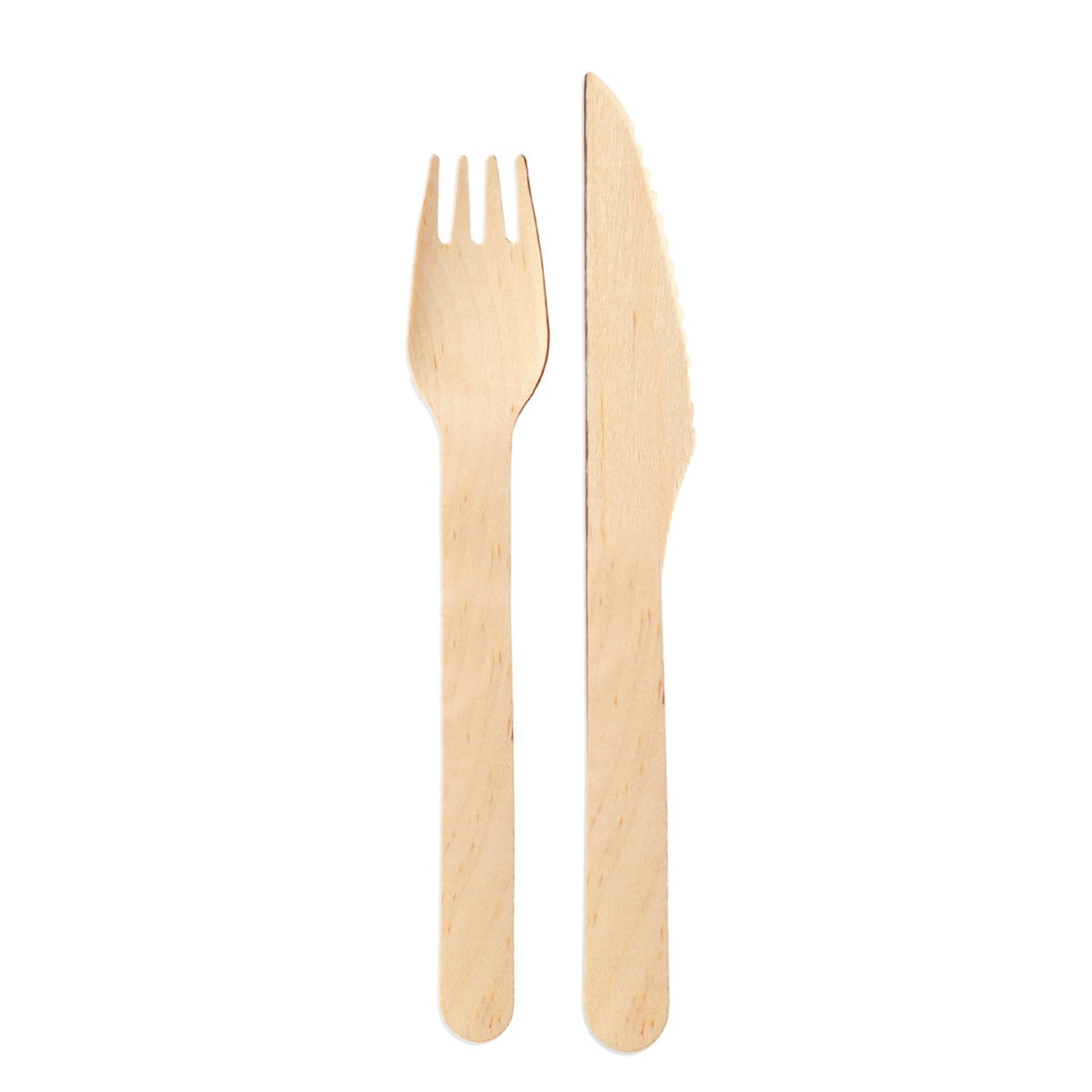 Holzbesteck Set Einweg - 10 Messer (16,5cm) + 10 Gabeln (16cm) - Holz Besteck einzeln verpackt