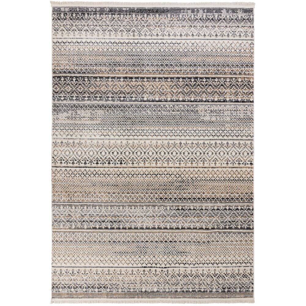 Strapazierfähiger Geometrischer Wohnzimmer-Teppich in Naturfarben - `Perran` Serie. Farbe: Naturfarben, 60x114 cm | Kadima Design