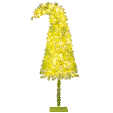 COSTWAY albero Natale 180cm con neve, punta pieghevole, LED bianco caldo & 8 modi.