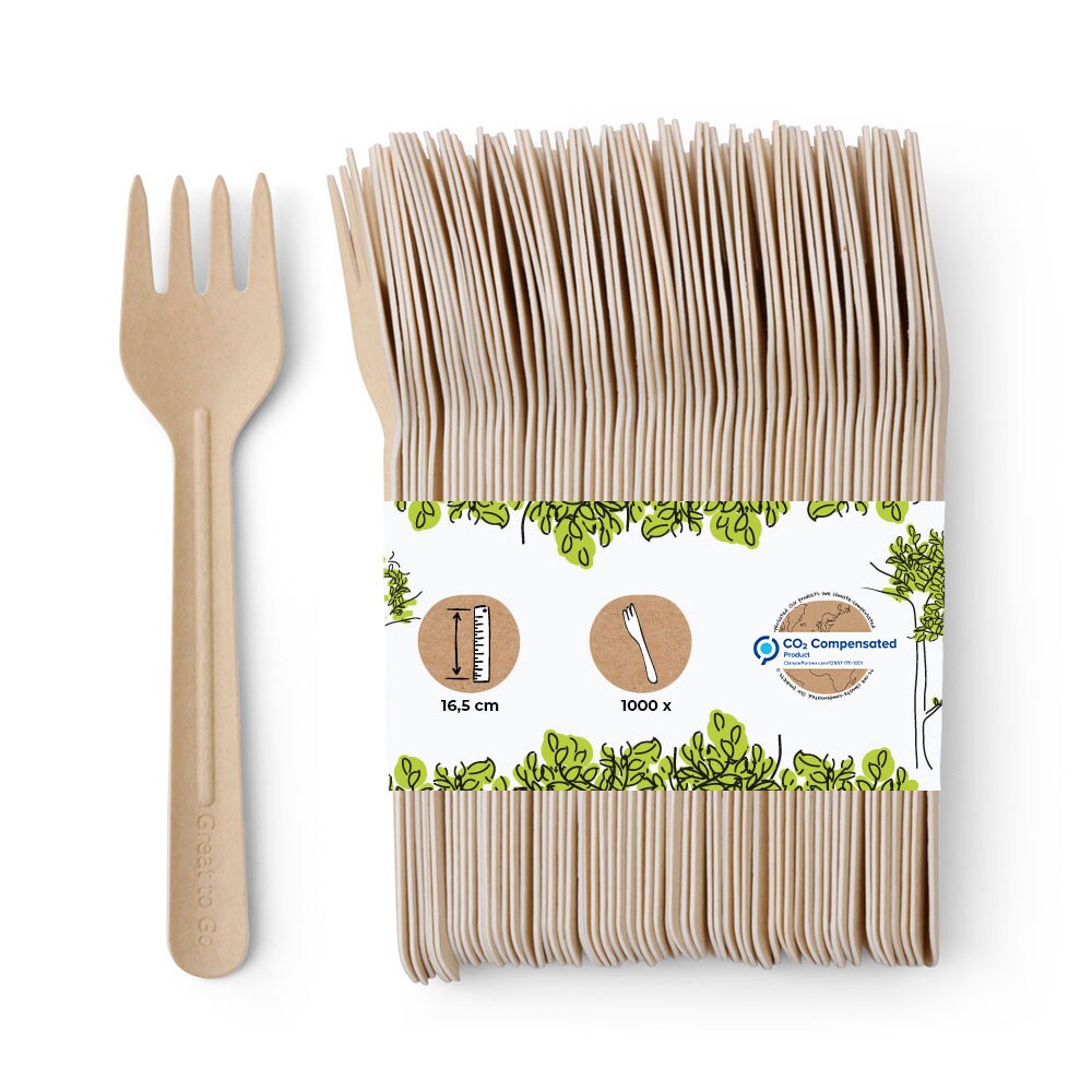 BIOZOYG 1000 Stück Papierbesteck 16,5cm - Umweltfreundliche Einweggabeln braun Biologisch abbaubare Essgabeln Stabil Ideal für Catering und Events
