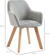 thumbnail of Esszimmerstuhl 2er Set Grau 54x57x80 cm mit Armlehnen und ergonomischer Rückenlehne, samtiger Polyesterbezug, Holzbeine mit Bodenschonern