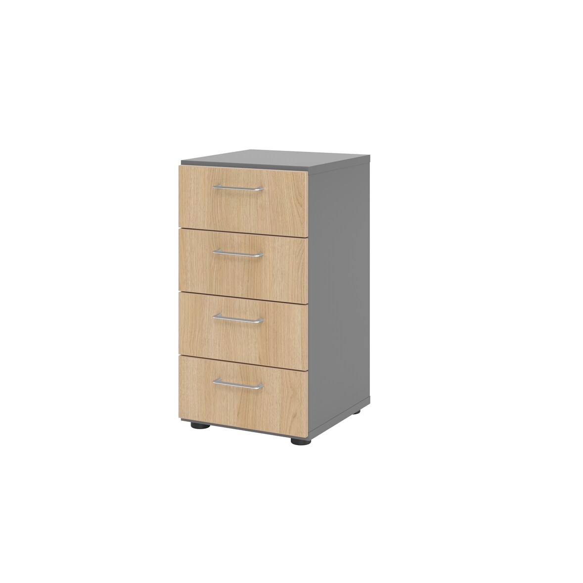 Hammerbacher-Regal 2OH, 4 Schübe, BS Graphit/Eiche-V924S4/G/E/BS