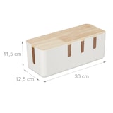 thumbnail of Relaxdays Kabelbox groß, für Steckdosenleiste, Kunststoff & Holz, Kabel verstecken, 11,5x30x12,5 cm, Steckdosenbox, weiß