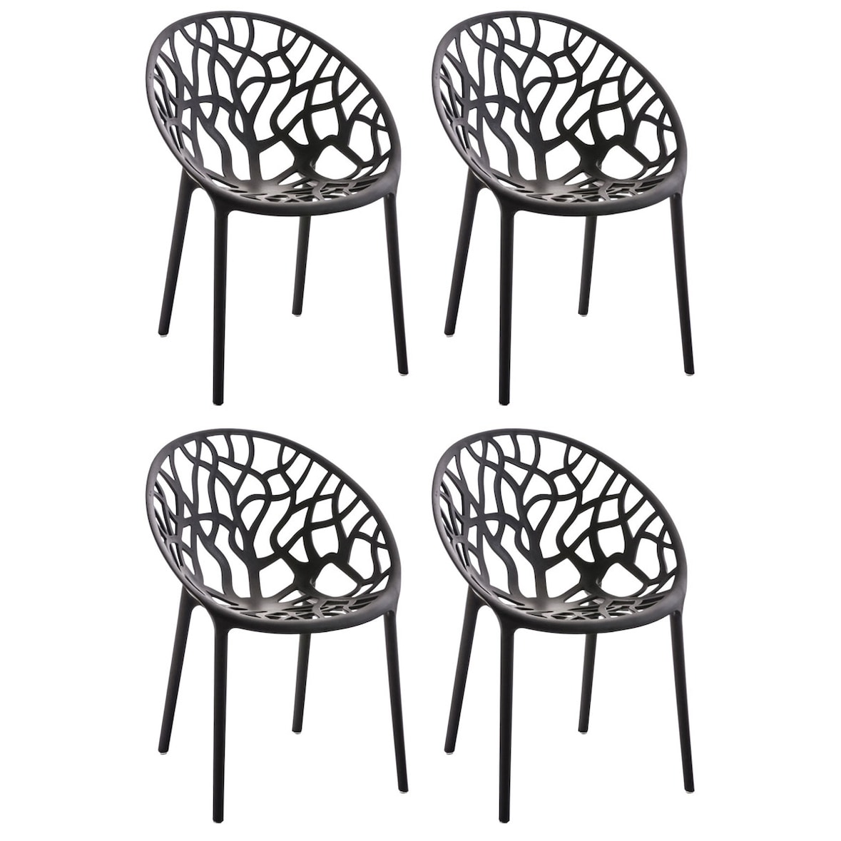 4er Set stapelbare tuinstoelen Hope zwart