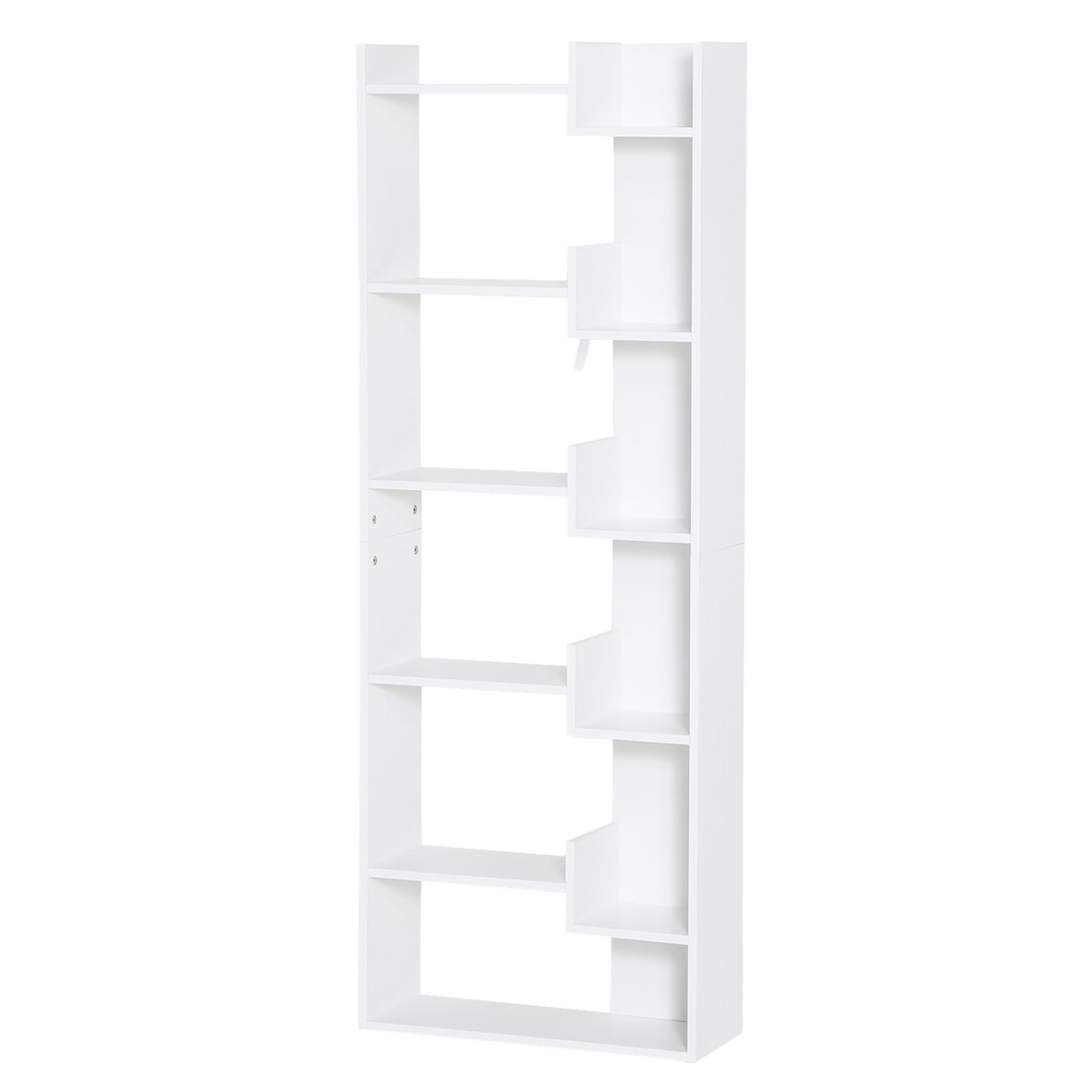 HOMCOM   Estante de 6 Níveis Estante Vertical de Forma Irregular Sistema Anti-tombamento de Design Moderno 60x21x162,5 cm Branco