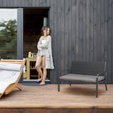 thumbnail of Relaxdays Gartenbank mit Sitzkissen, Holzoptik, HBT: 78 x 118 x 66 cm, 2-Sitzer, stabile Balkonbank, Sitzbank, grau