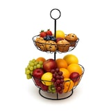 thumbnail of Relaxdays Obstkorb Etagere 2-stöckig, Obstschale für die Küche, moderner Metallkorb für Obst und Gemüse, Metall, schwarz