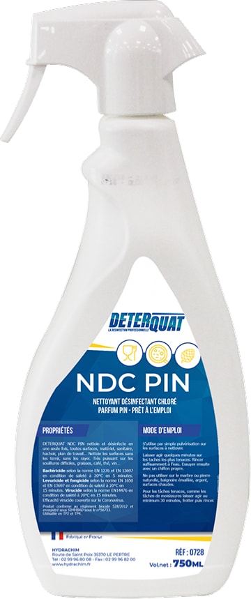 Gebrauchsfertiger chlorhaltiger Desinfektionsreiniger - Kiefernduft - Spray 750ml - DETERQUAT