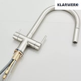 thumbnail of Jana | Grifo extraíble de 3 vías premium plata cepillada | de ósmosis de acero inoxidable para cocina | 360 grados con filtro 3 conexiones arco alto |