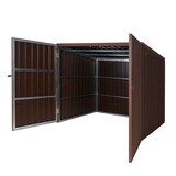 thumbnail of Mülltonnenverkleidung HWC-J29, Mülltonnenbox für Müllcontainer 660-1100L, WPC Metall 172x213x160cm ~ braun