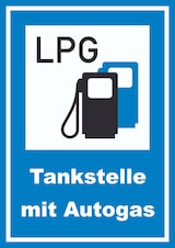 thumbnail of Tankstelle mit Autogas Schild A3 Rückseite selbstklebend
