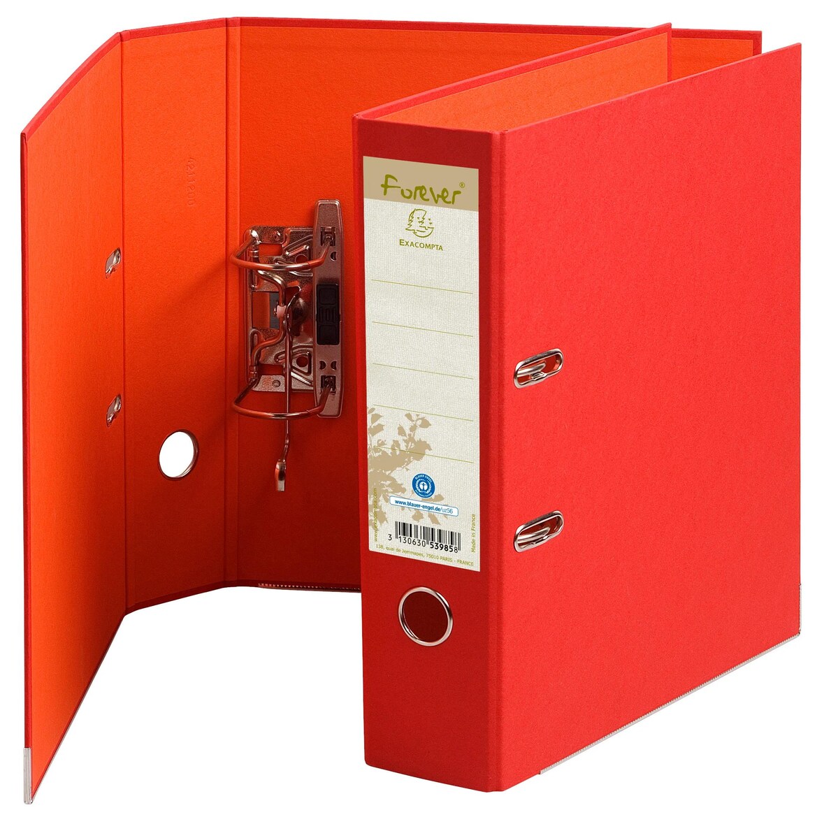 Exacompta 53985E 10x Ordner Prem-Touch aus Recycling- Karton, 2 Ringe, 80mm Rücken, 32x29cm für DIN A4 MAXI - Forever - Rot