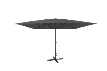 METRO Professional Guarda-sol de esplanada, alumínio / poliéster, Ø 4 x 4 m, abertura por manivela, repelente de água, proteção UV, antracite / cinza