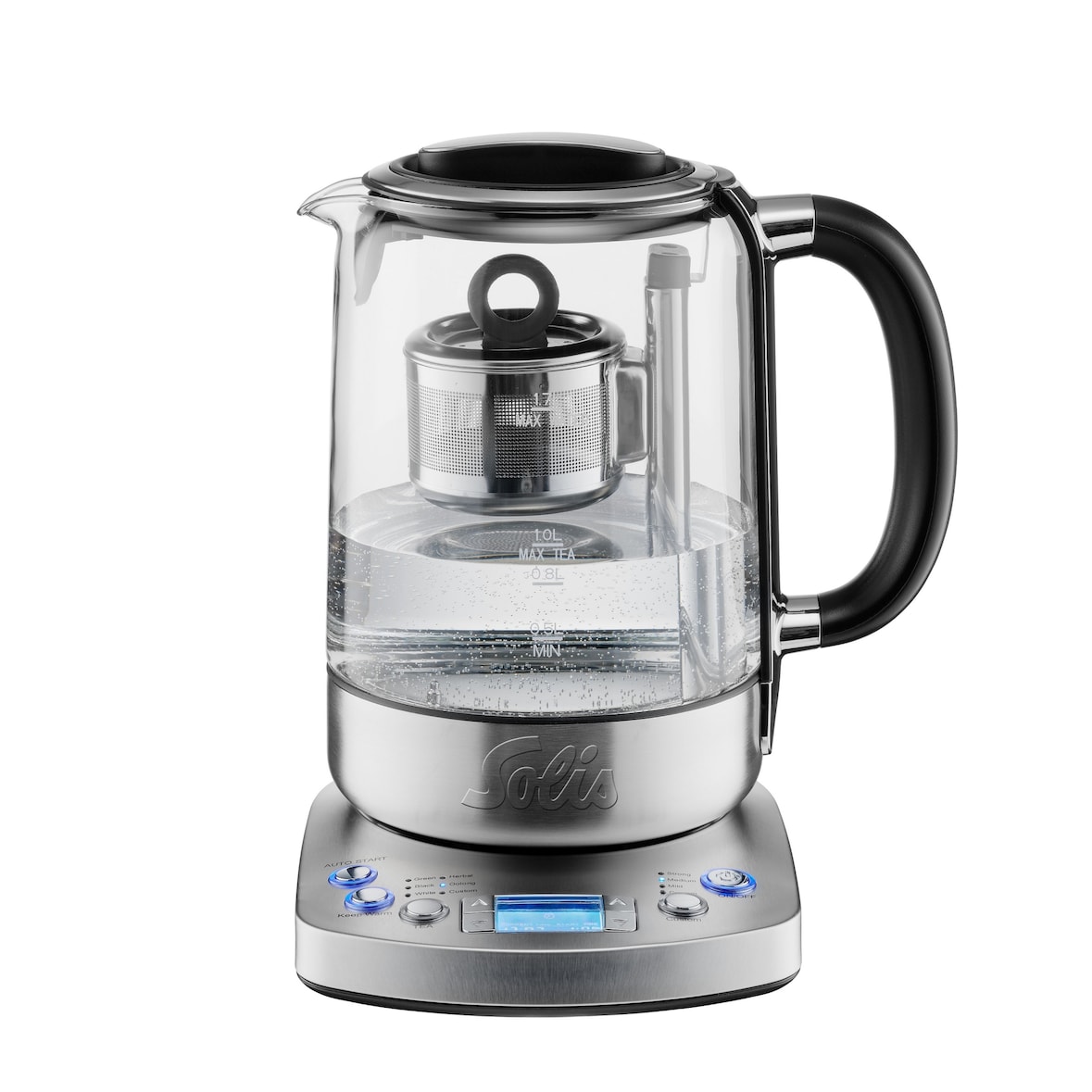 Solis Tee- & Wasserkocher, 1,7 L Volumen, Teesieb,Warmhaltefunktion,360° Basis