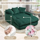 thumbnail of Schlafsofa Chaiselongue Cord Sofa mit 3 Kissen, ergonomisch und bequem, modernes Lounge Sofa für Wohnzimmer und Büro, 125x155x63 Smaragdgrün