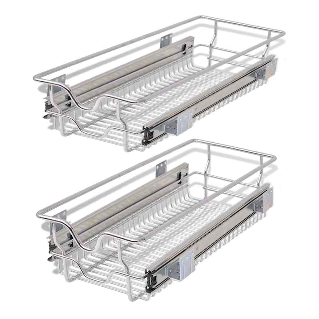 vidaXL Einbauschublade Korbauszug 2 Stk. Silbern 300 mm