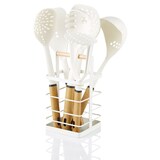 thumbnail of SWAN Nordic Set di 6 Utensili da Cucina Nylon + Portautensili, Manici Effetto Legno Bianco SWKA61010WHTN