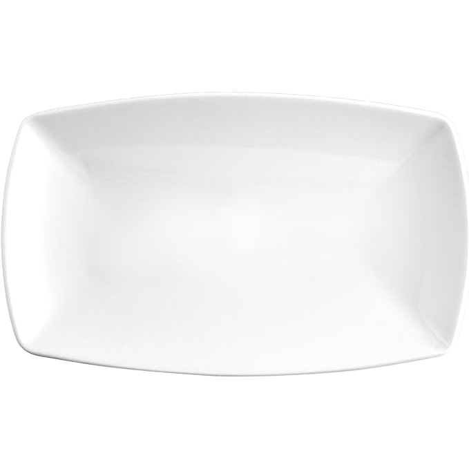 Saturnia Set 6 Piatti Rettangolari Tokio, Porcellana, Bianco, 36x21cm