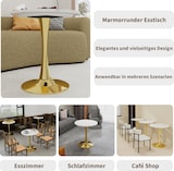 thumbnail of Couchtisch Rund Gold+Weiß 72x70x70 cm Kunstmarmor Tisch mit hoher Basis, minimalistisches Mid Century Design, vielseitig als Sofa und Beistelltisch