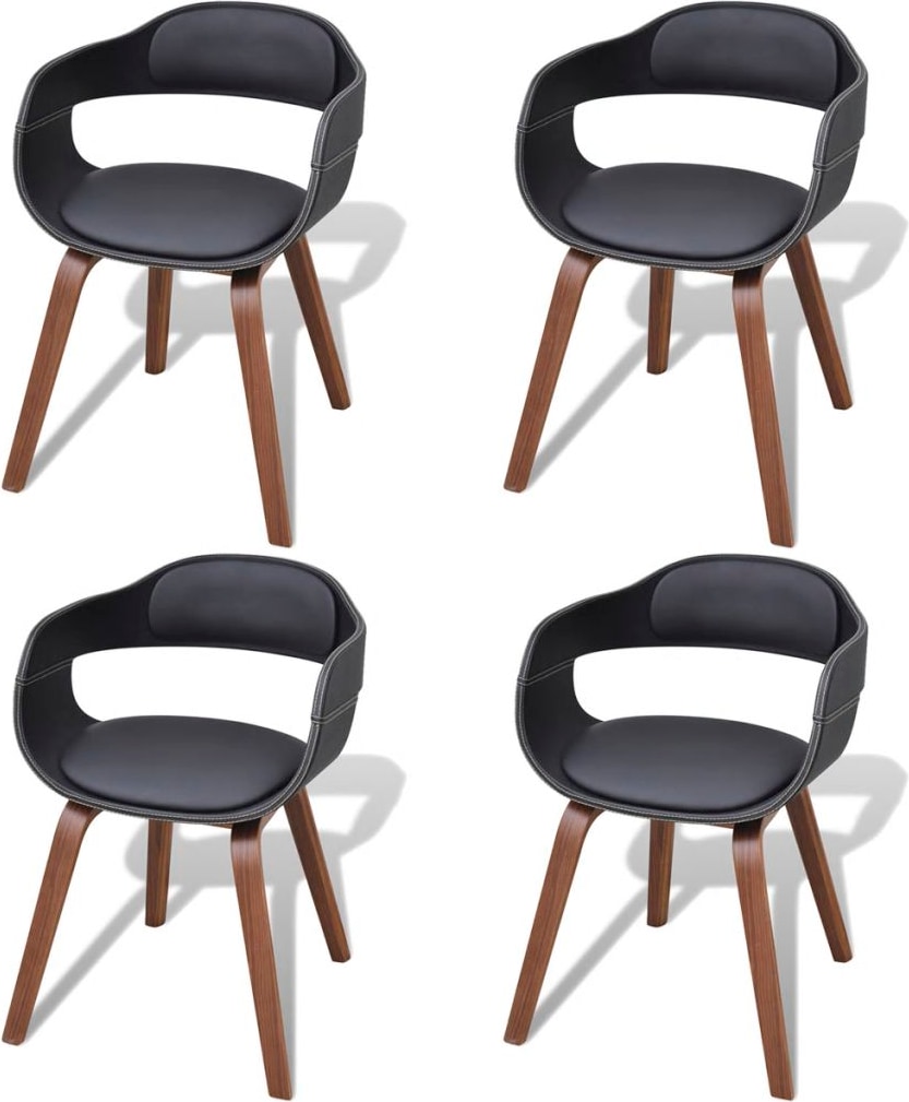 Décoshop26 - Set aus 4 modernen Küchen-Esszimmerstühlen aus gebogenem Holz und schwarzem Kunststoff CDS021774