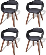 thumbnail of Décoshop26 - Set aus 4 modernen Küchen-Esszimmerstühlen aus gebogenem Holz und schwarzem Kunststoff CDS021774