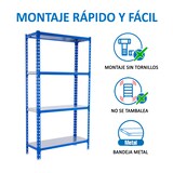 thumbnail of SimonRack Metallregal, 1500x1000x300 mm, 4 Ebenen, Metallboden, 180 kg Biegepunkt, Blau/Verzinkt - Simonclick