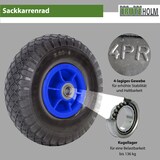 thumbnail of Sackkarrenrad Luftrad 260x85 mm 3.00-4 60 mm versetze Nabe Ø 20 mm blau robustes 4 PR Gewebe