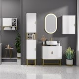 thumbnail of kleankin mueble para debajo del lavabo armario para lavabo de baño moderno armario bajo con 2 puertas y patas de acero dorado 60x30x65 cm blanco