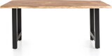 thumbnail of SalesFever Tischgruppe 160 x 85 cm | 5-tlg. | 35 mm Platte Akazie natur | H-Gestell Metall schwarz | 4 Stühle aus Samt | rose – schwarz